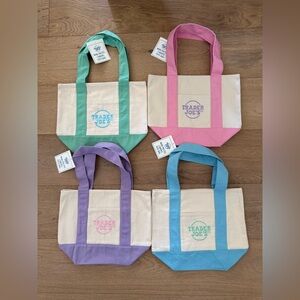 Spring 2026 Trader Joe’s Mini Pastel Canvas Tote Bag Set Of 4 NWT Easter